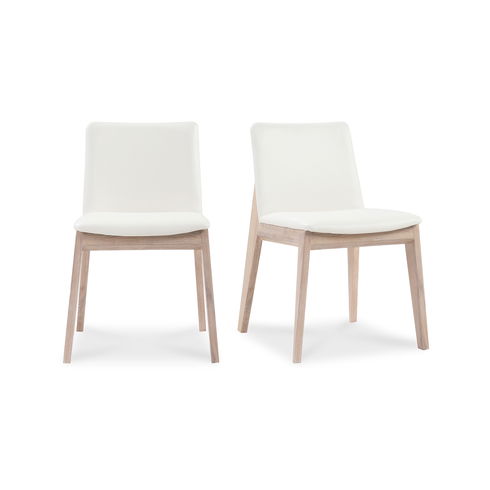 Deco Oak Dining Chair Cream White Pvc - Set Of Two
