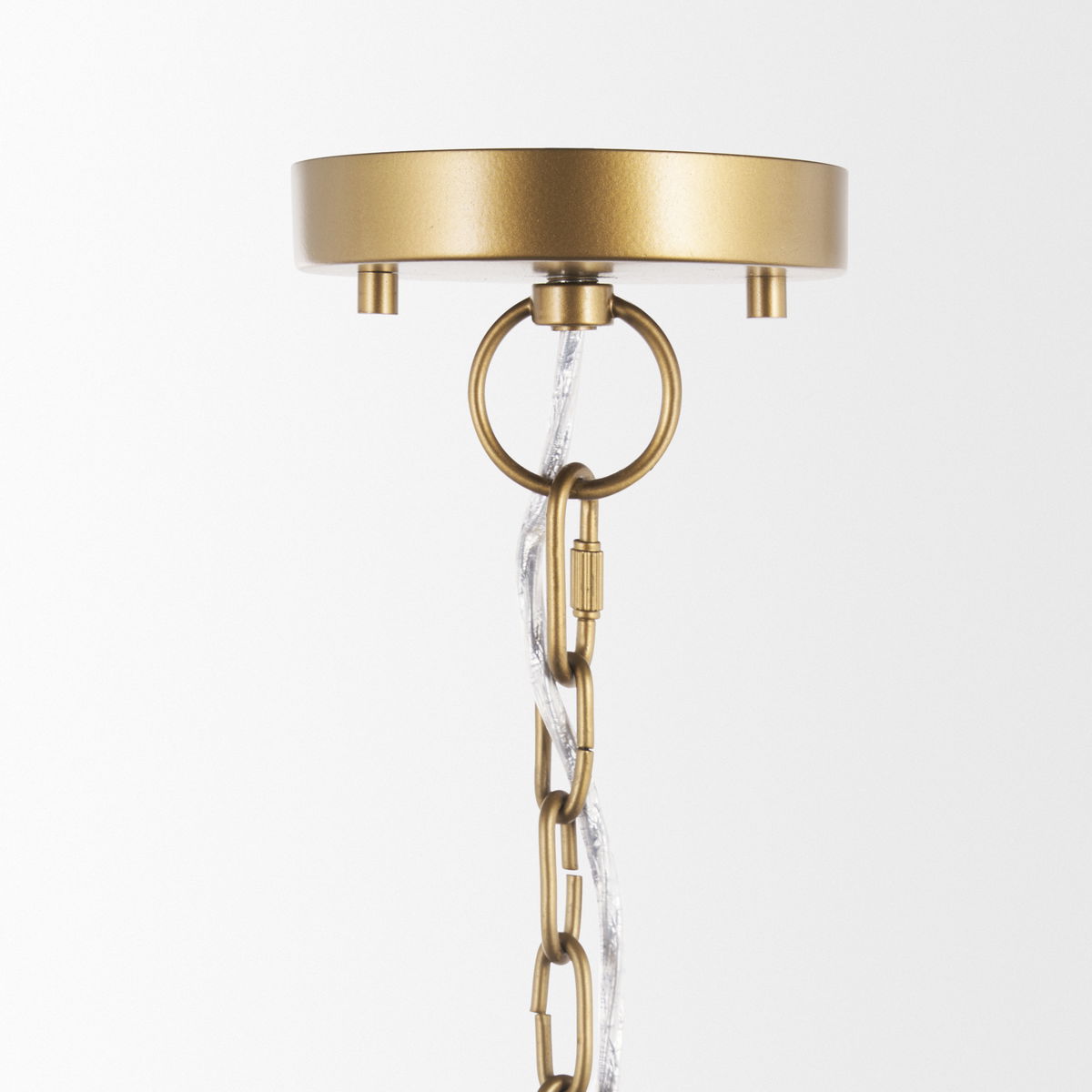Sanne Antiqued Gold Metal with Silver Foil Wide Pendant Light, by Mercana, 30" length x 30" width x 10.5" height View 4
