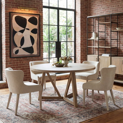 Legolas 60" Round Dining Table | Modern | Brown Wood | Seats 6
