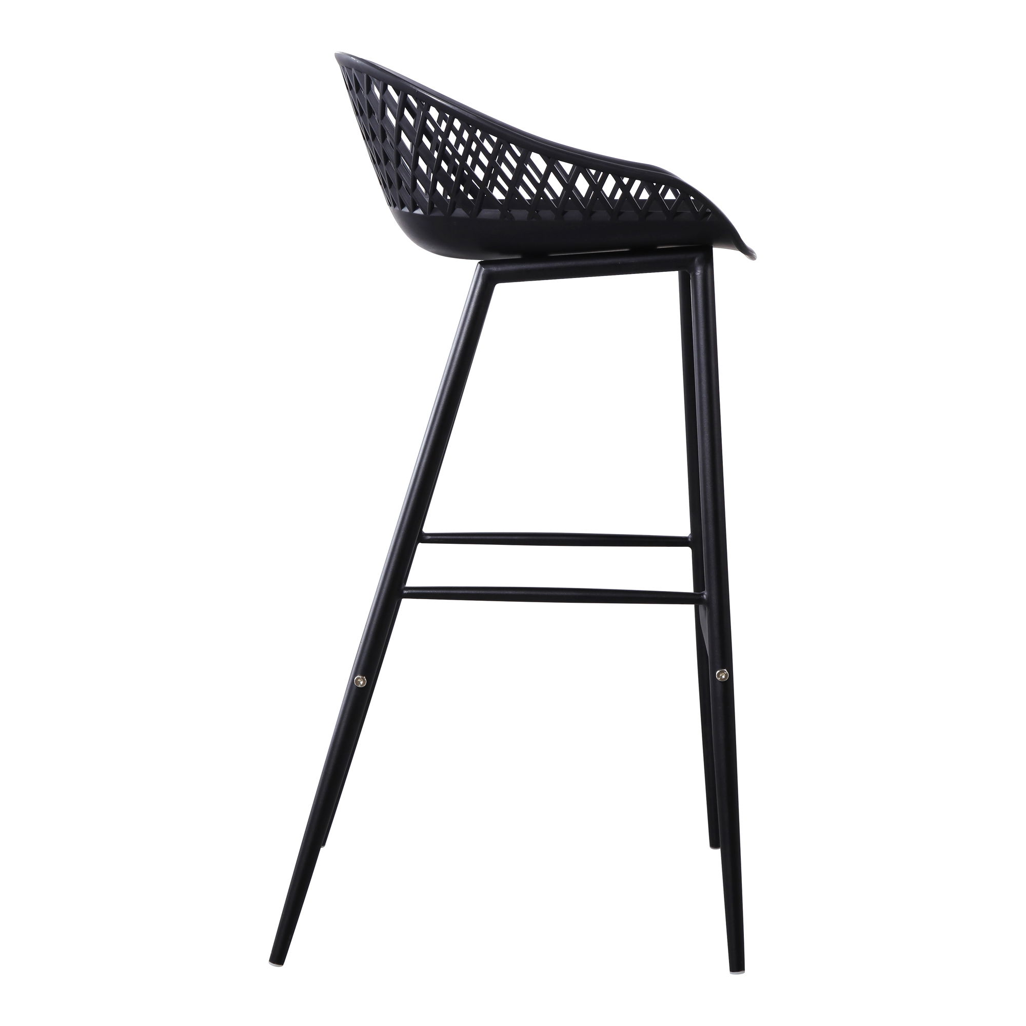 Piazza Outdoor Barstool Black - Set Of Two, Counter & Bar Stool by Moe's Home, 19.29" width x 37.2" height x 19.68" depth View 7