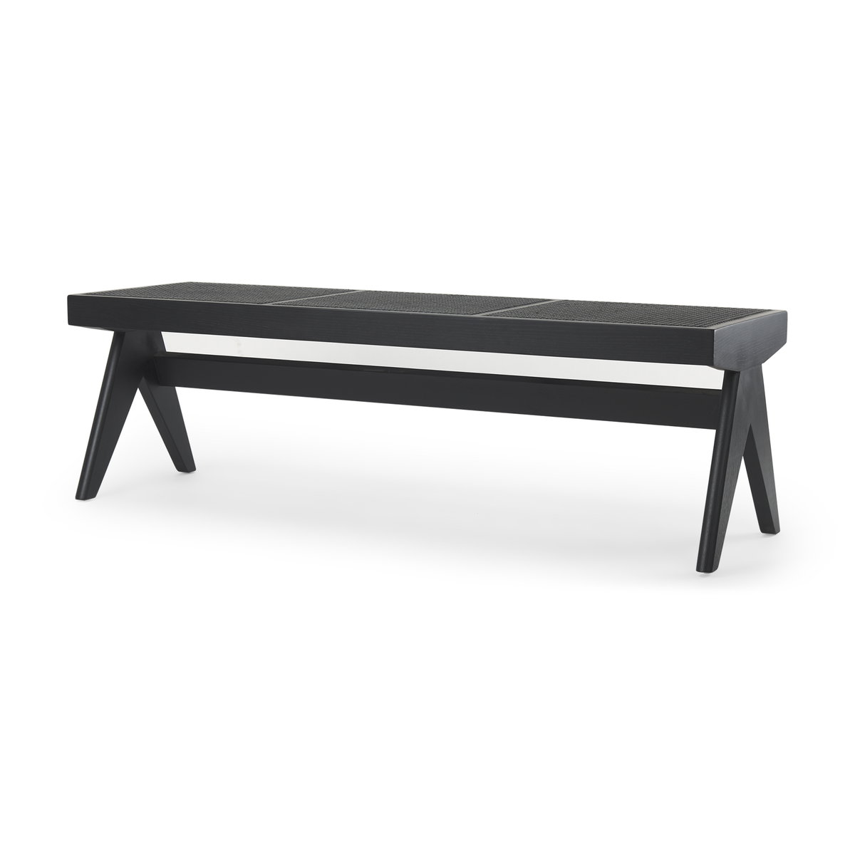 Arvin  Black Wooden Bench, Benche by Mercana, 59.06" length x 17.72" width x 18.11" height View 1