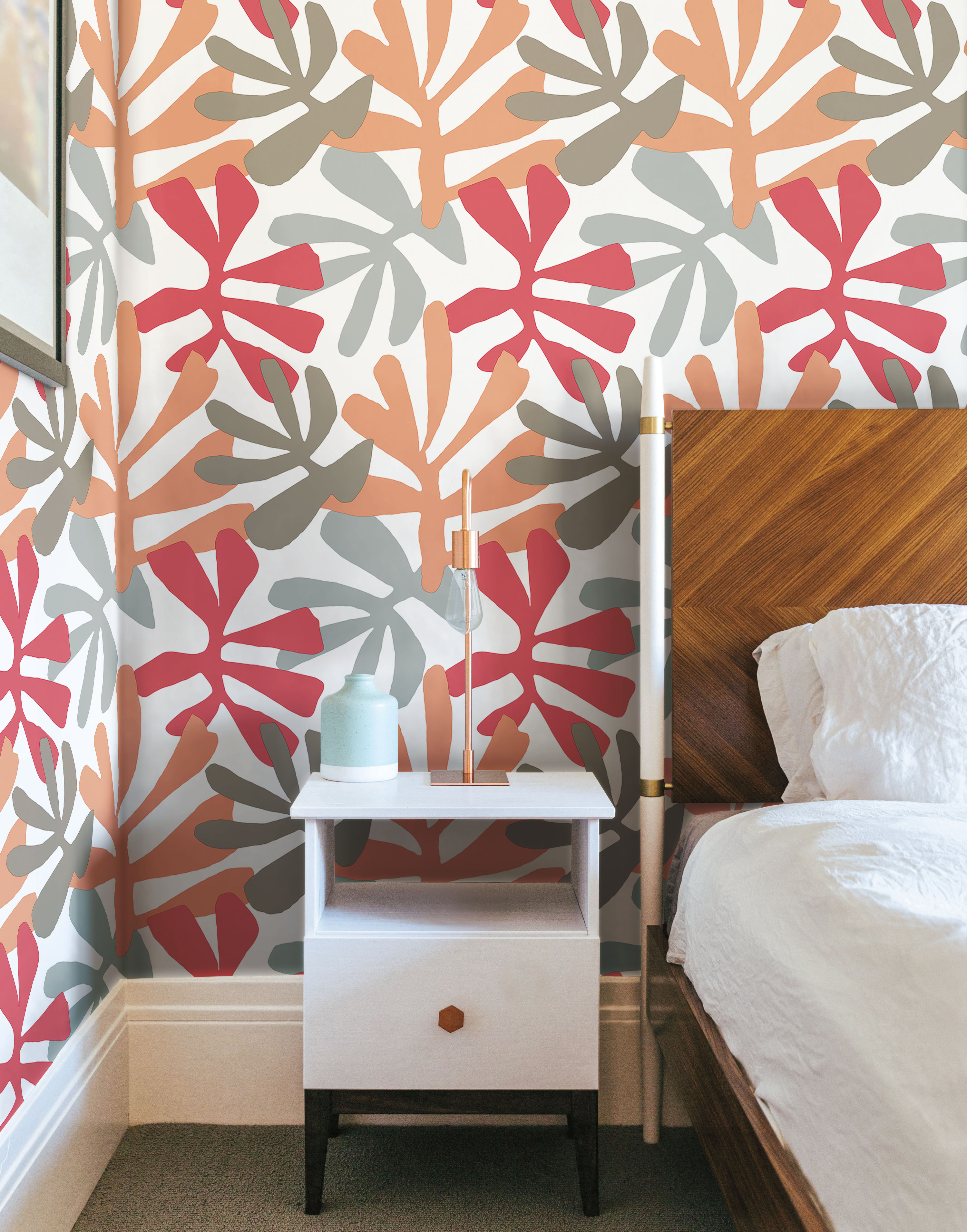 Kinetic Tropical Coral & Beige Peel & Stick Wallpaper large image 