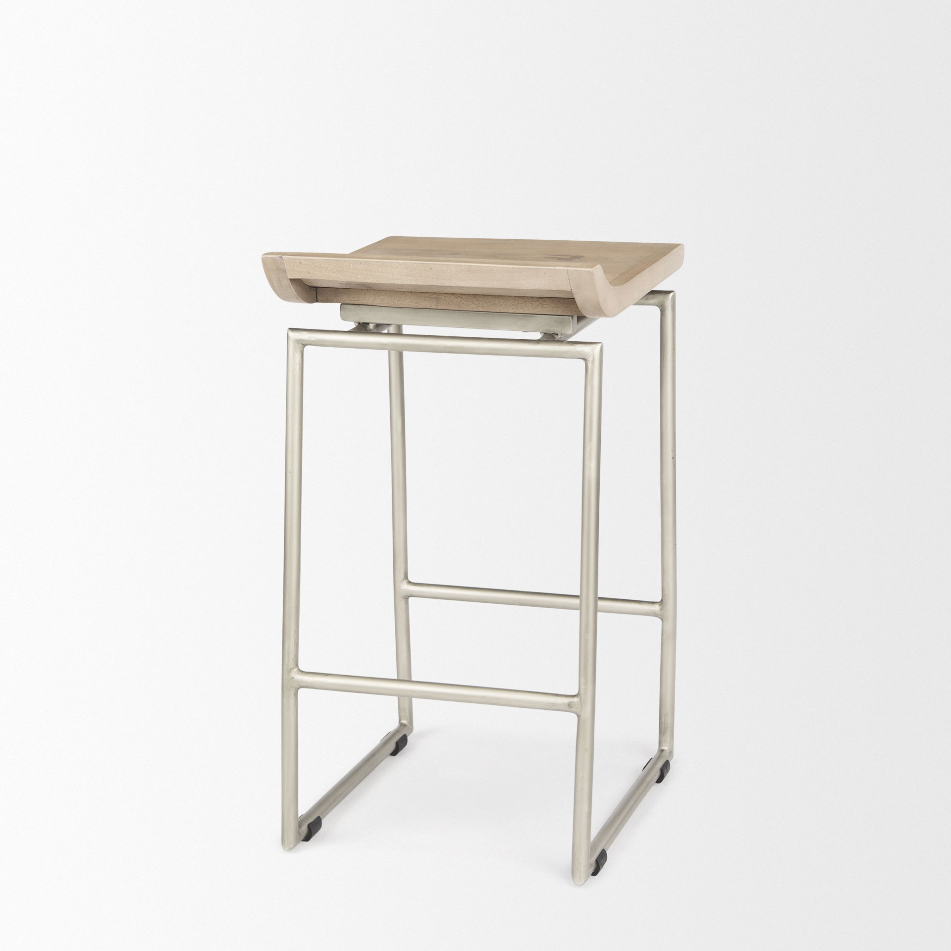 Givens 14.0L x 15.8W x 25.8H Brown Wood with Silver Metal Frame Counterstool large image 