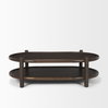 Romi Dark Brown Wood with Bottom Shelf Oval Coffee Table, by Mercana, 55.5" length x 35" width x 17" height thumbnail 5