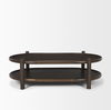 Romi Dark Brown Wood with Bottom Shelf Oval Coffee Table thumbnail 3