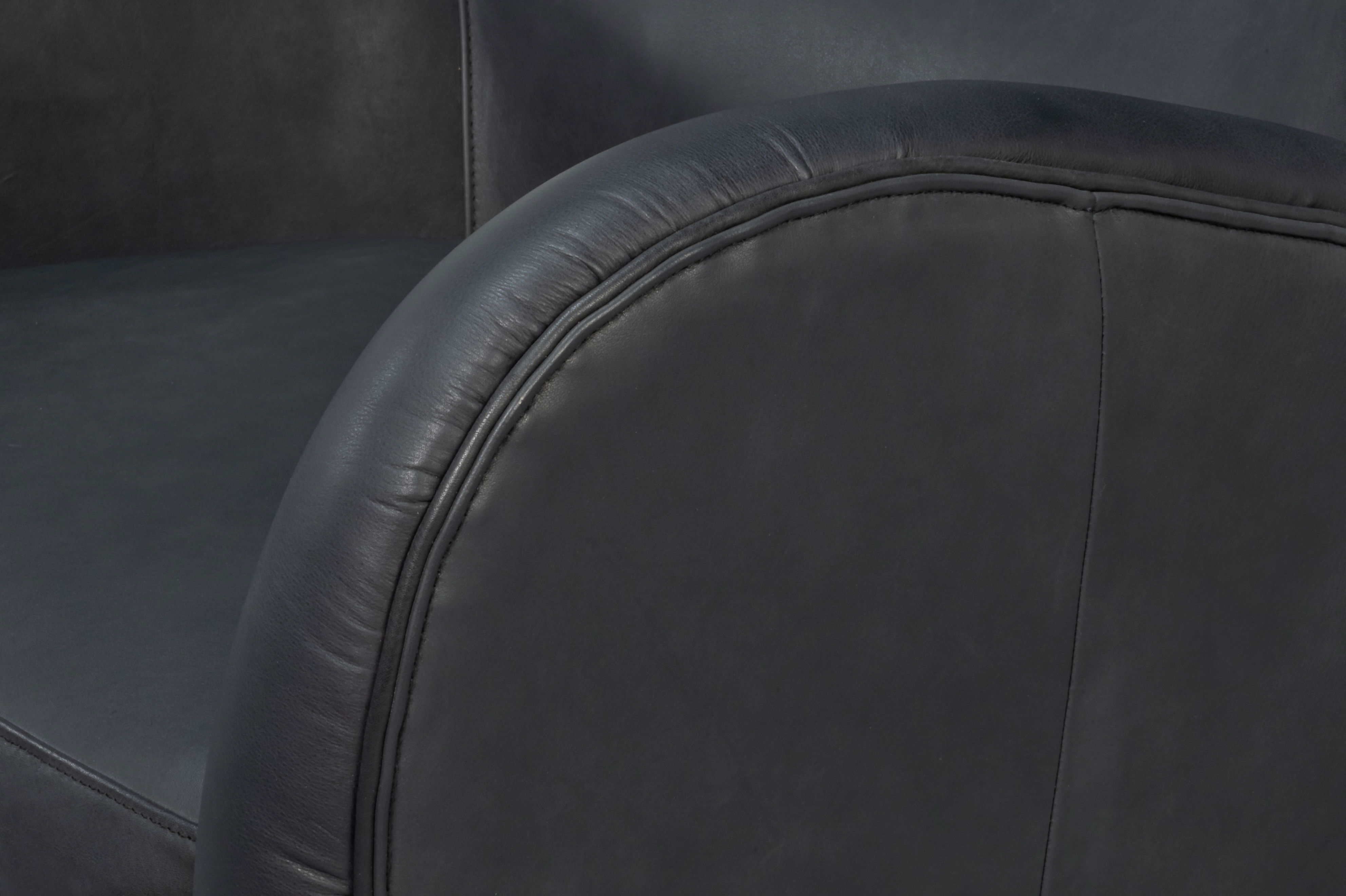 Lombard Wing Chair,Santoni Black Leather large image 