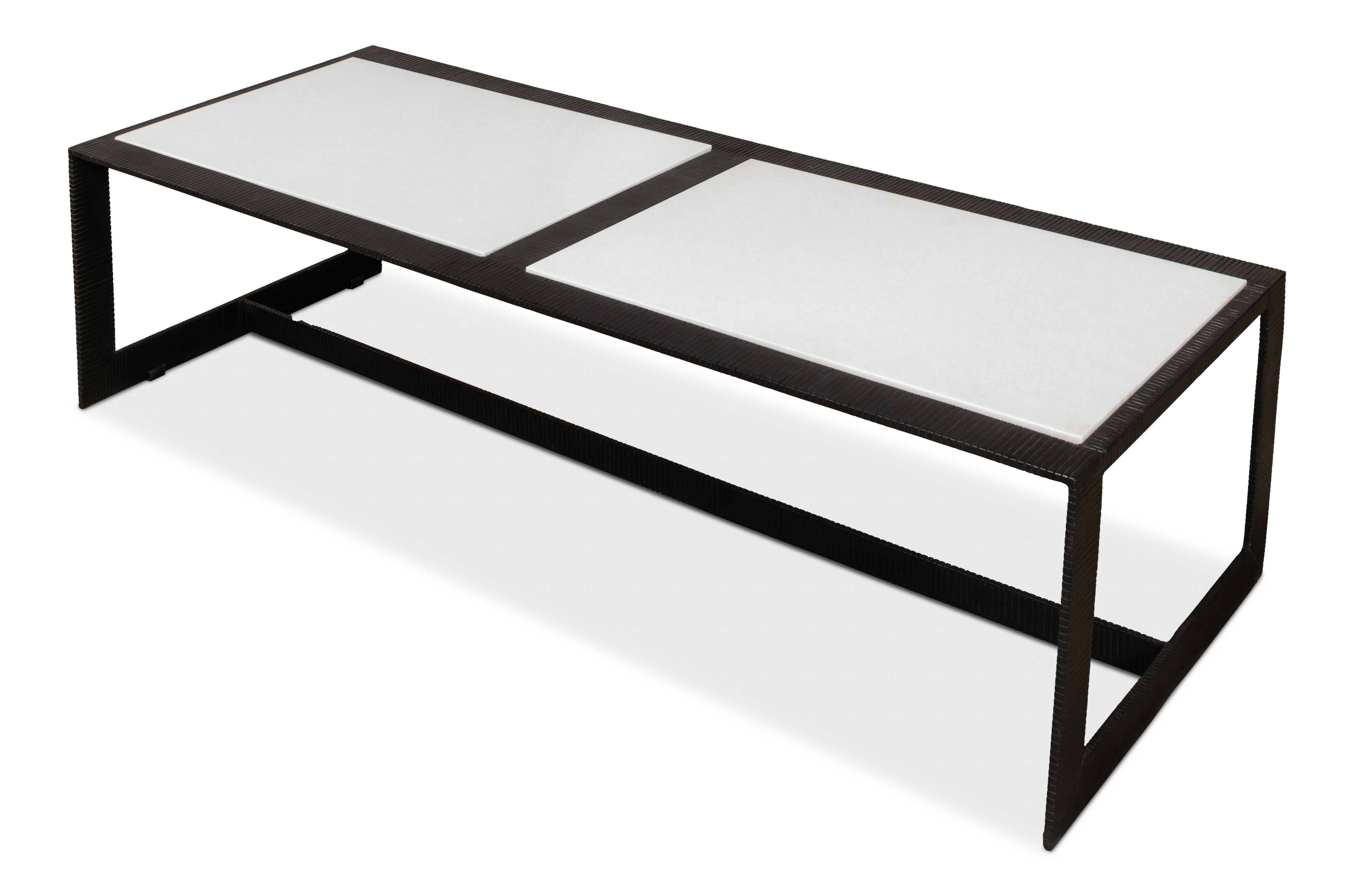Ridged Iron Rectangular Coffee Table large image 
