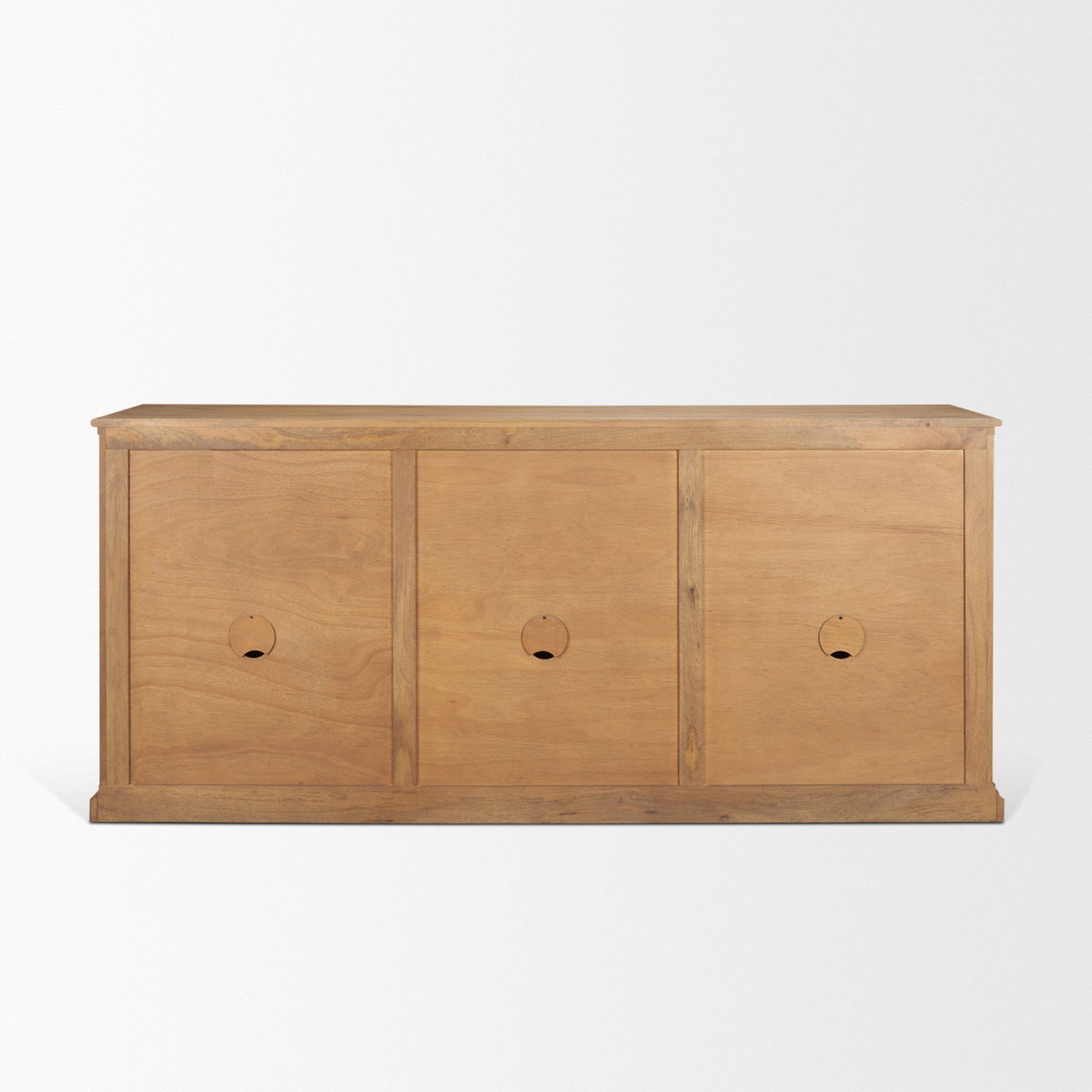 Baron Light Brown Solid Wood with Antiqued Brass Knobs 3-Drawer 6-Door Sideboard, Sideboards & Buffet by Mercana, 81.75" length x 19" width x 36" height View 6