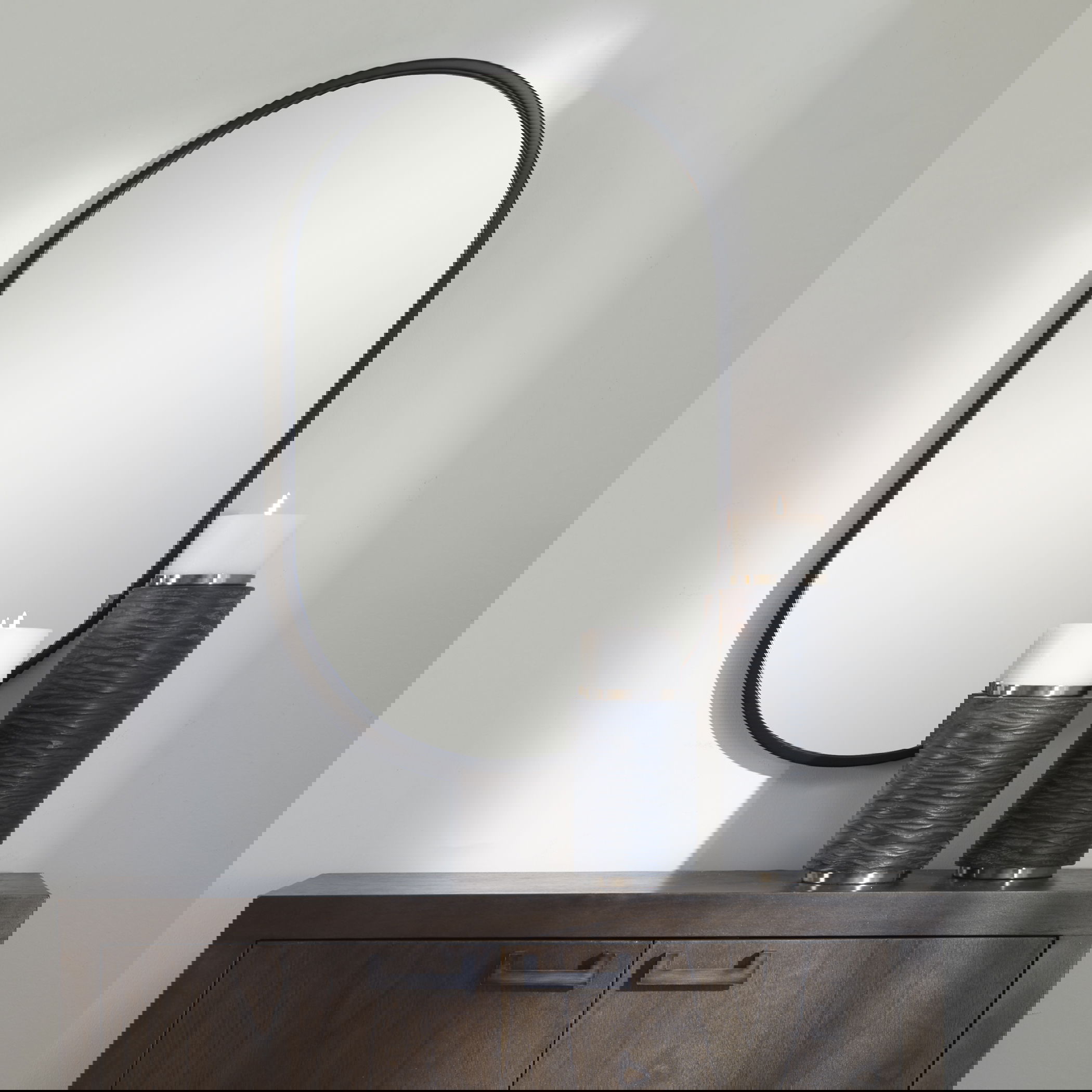 Varina Minimalist Black Oval Mirror, by Uttermost, 20" width x 32" height x 1.5" depth View 7