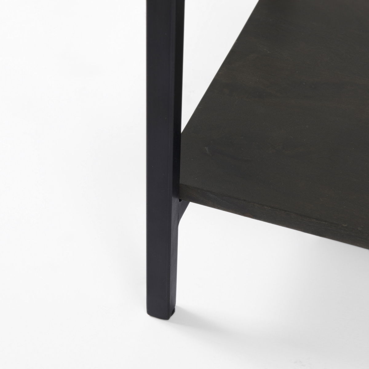 Arelius 36L x 18.75W x 63H Black-Brown Wood with Black Metal Base Display Cabinet, Cabinets & Sideboard by Mercana, 36" length x 18.75" width x 63" height View 13