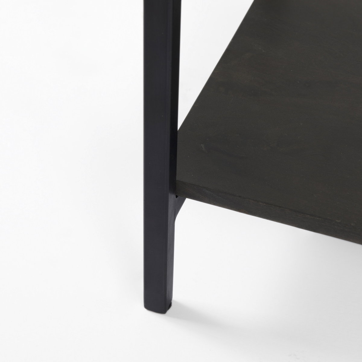 Arelius 36L x 18.75W x 63H Black-Brown Wood with Black Metal Base Display Cabinet, Cabinets & Sideboard by Mercana, 36" length x 18.75" width x 63" height View 13