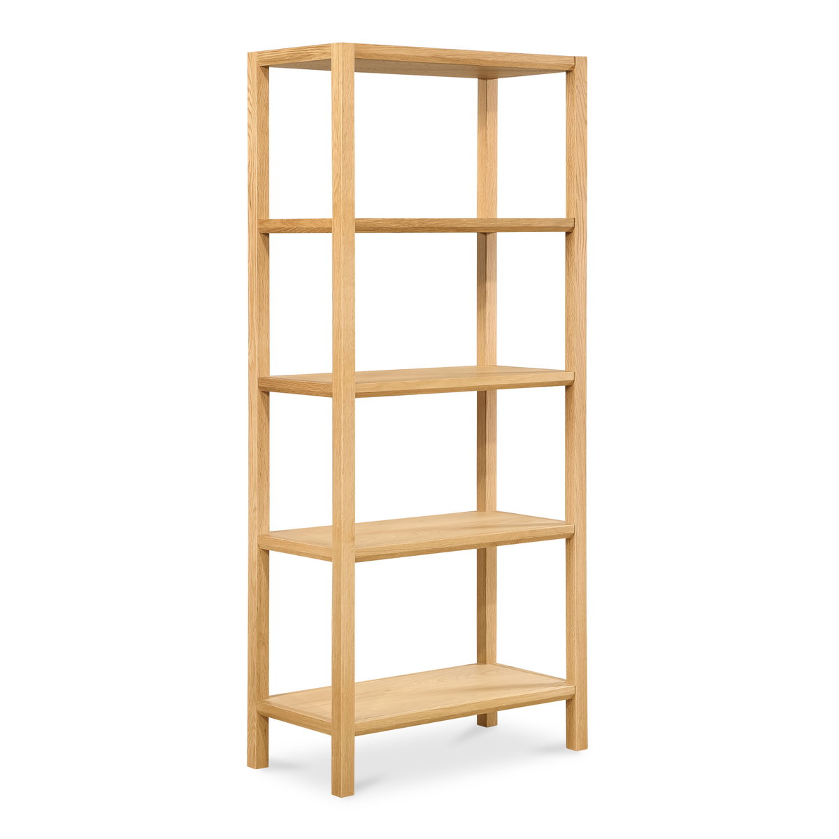 Nolan Bookcase Natural, Shelving & Bookcase by Moe's Home, 35" width x 80" height x 17.5" depth View 2