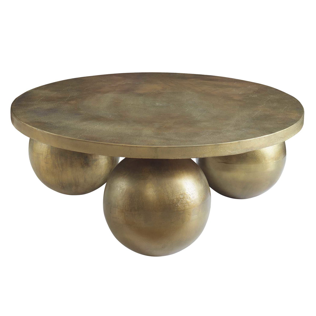 Triplet Antique Brass Coffee Table, Furniture by Uttermost, 38" width x 15" height x 38" depth View 5