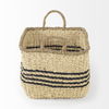 Emma  (Set of 2) Light Brown Seagrass Rectangular Basket with Black Stripes, Bins & Basket by Mercana, 17.32" length x 12.99" width x 11.02" height thumbnail 3