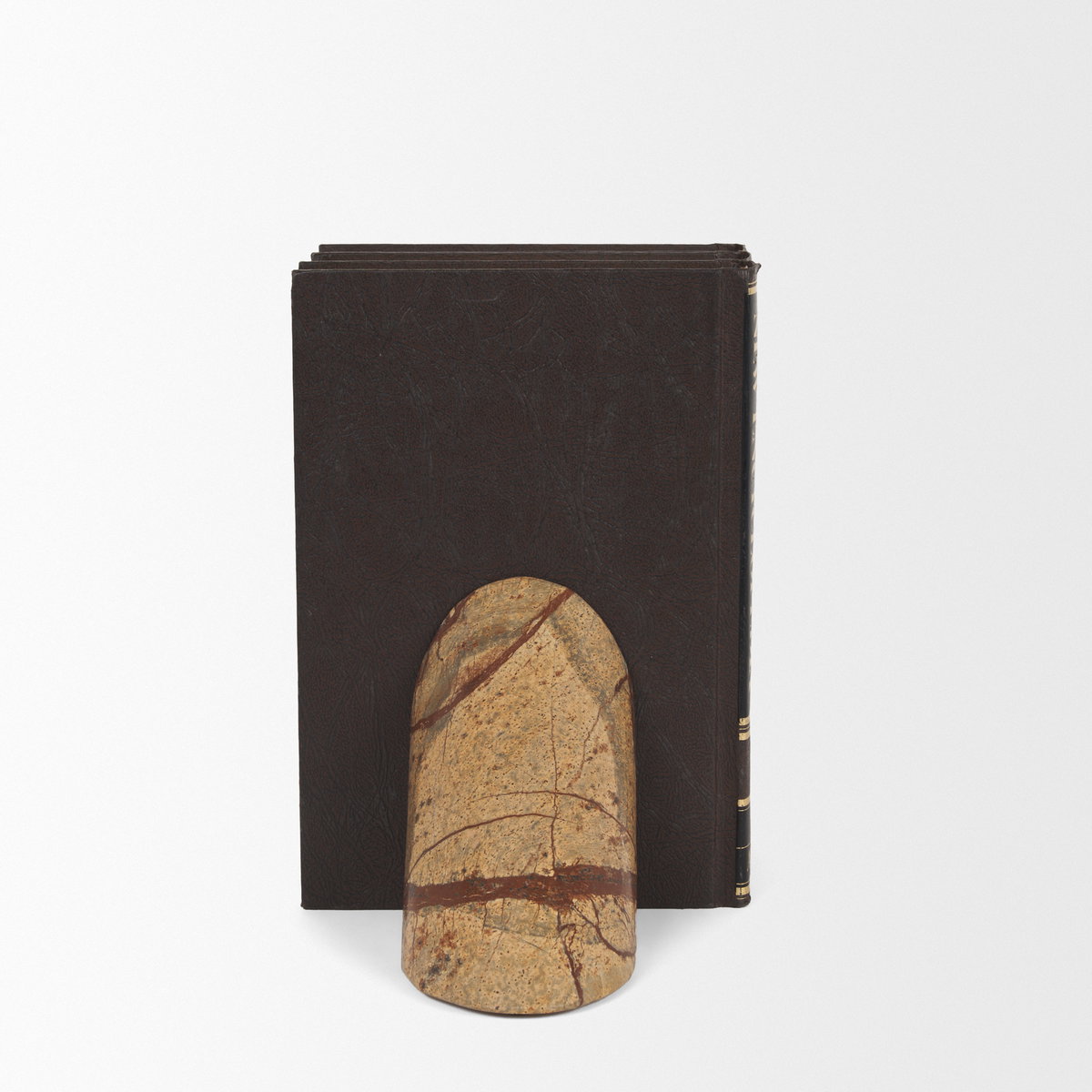 Rahima Brown Forest Marble Angled Bookends, by Mercana, 10.23" length x 3.15" width x 4.75" height View 4