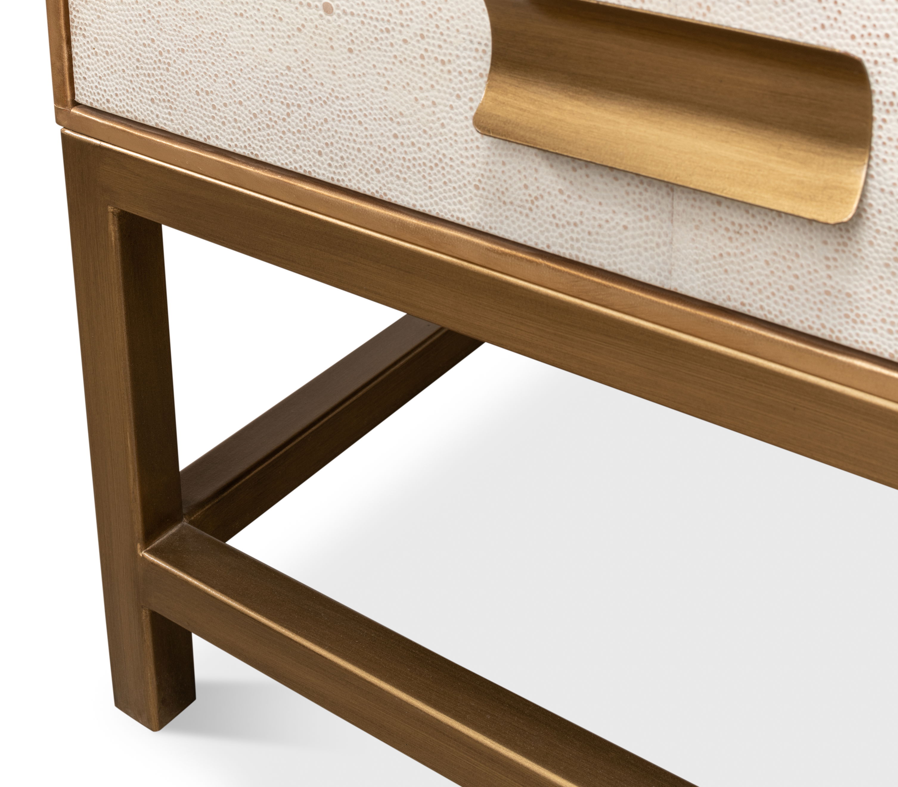 Gideon Shagreen Side Table, Osprey White, Side & End Table by Sarreid, 22" length x 18" width x 24" height View 7