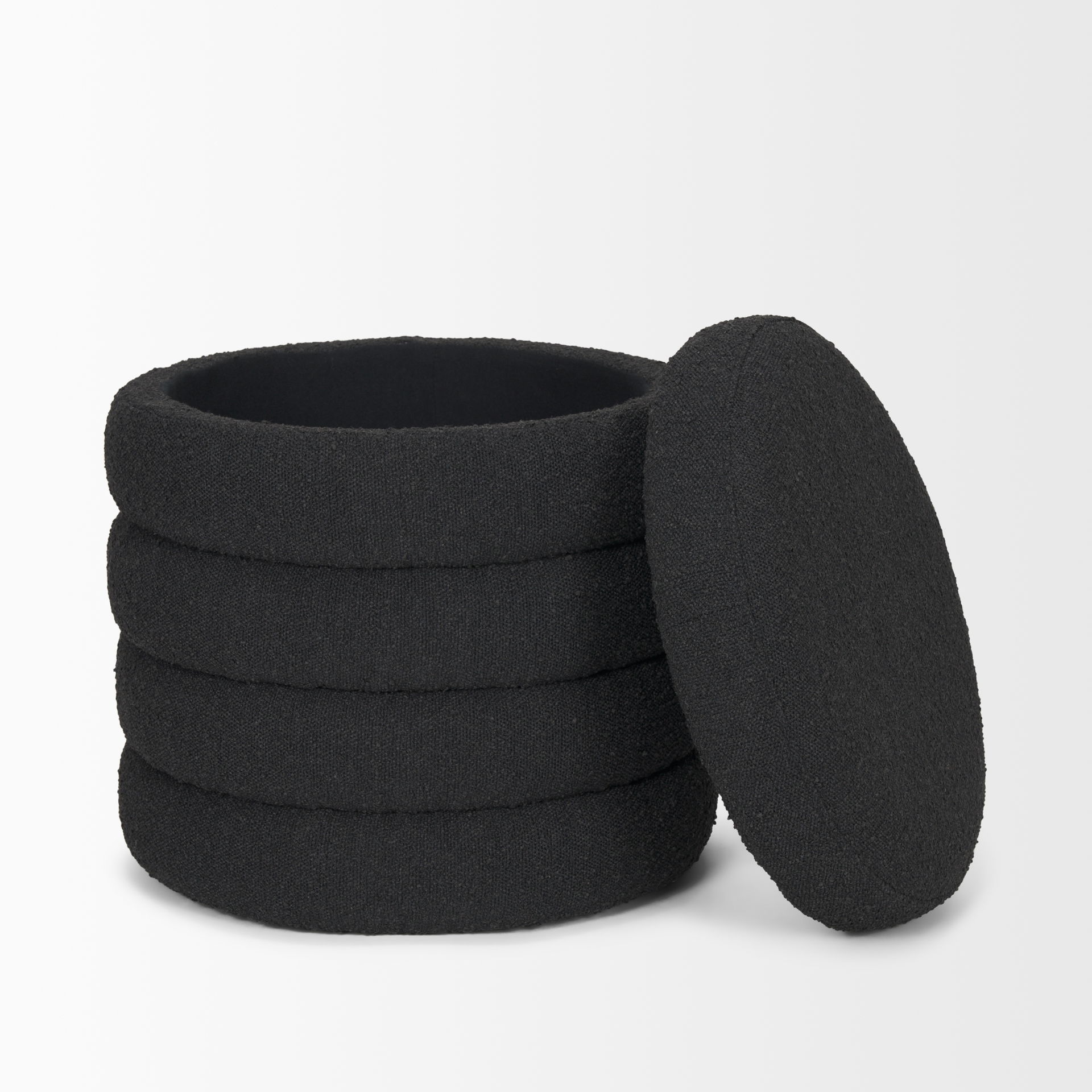 Elise Black Boucle Upholstered Storage Ottoman large image 