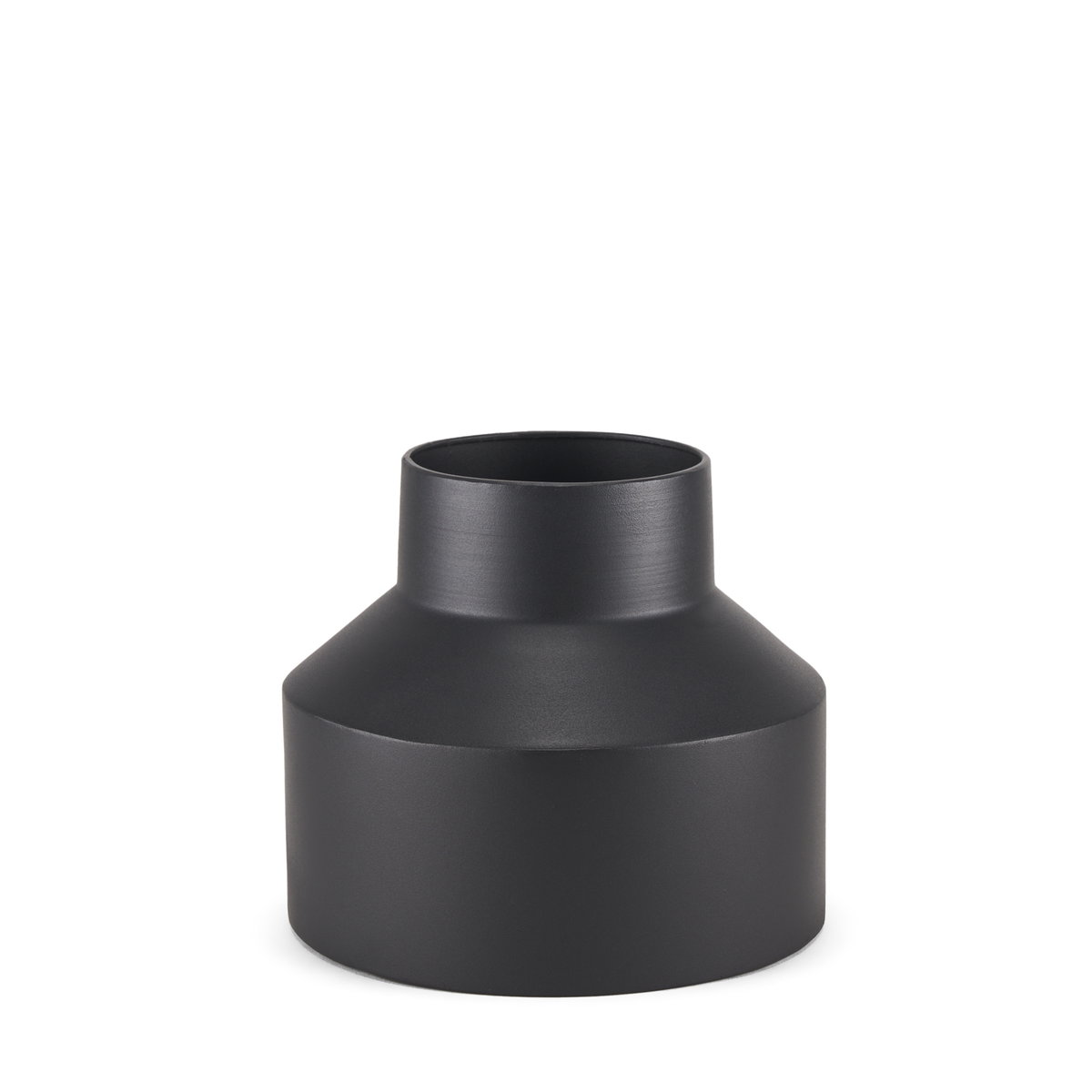 Tosca Medium Matte Black Metal Vase, by Mercana, 9.06" length x 9.06" width x 7.87" height View 1