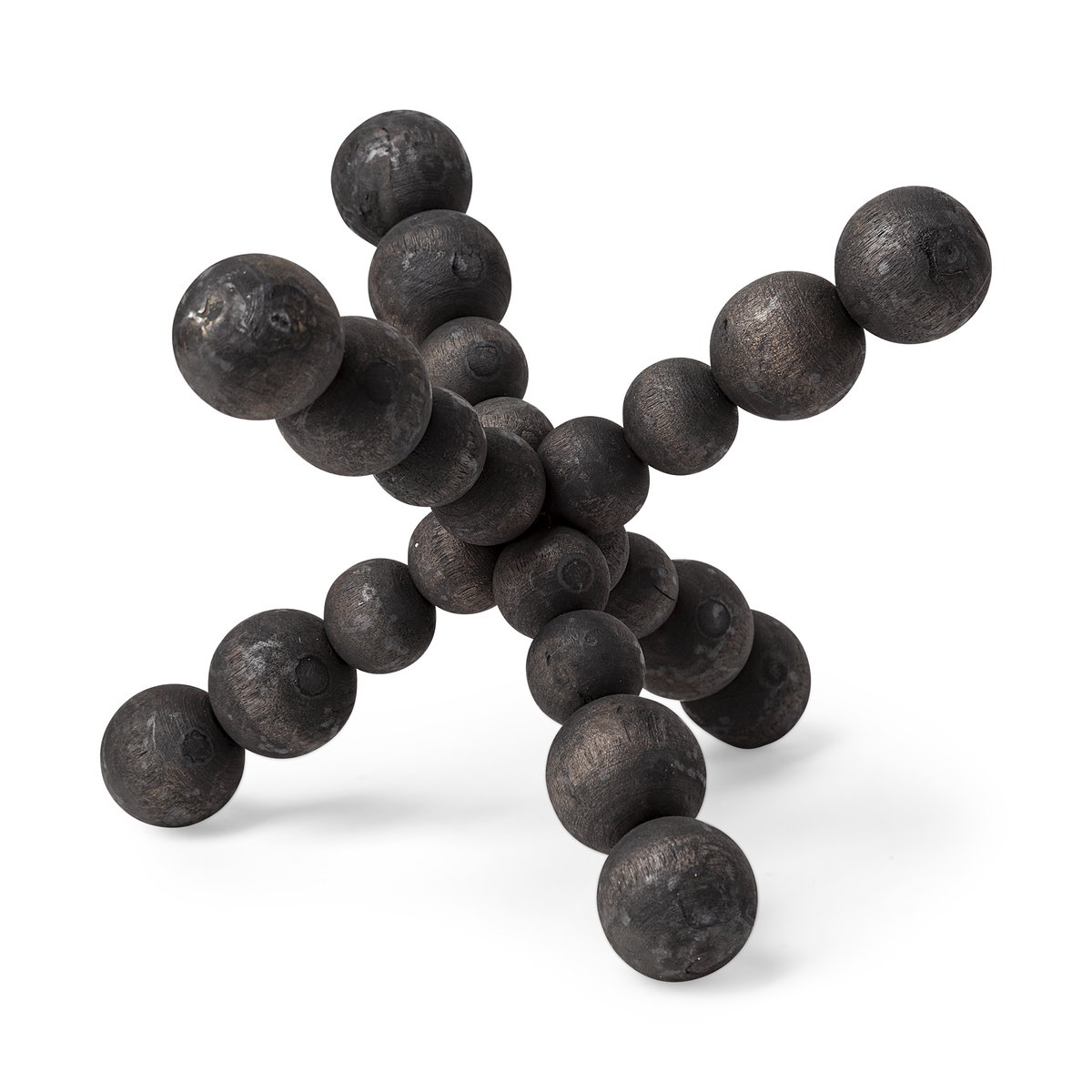 Carollan II (Large) 9L x 9W Black Geometric Wood Ball Jack, Decorative Object by Mercana, 9.06" length x 9.06" width x 9.06" height View 1