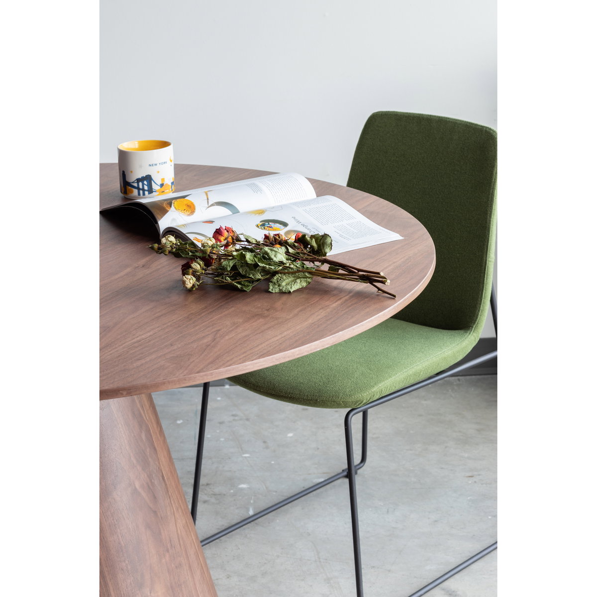 Otago 47in Round Dining Table Walnut, by Moe's Home, 47" width x 29.5" height x 47" depth View 6