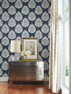 Teardrop Damask Navy Wallpaper thumbnail 2