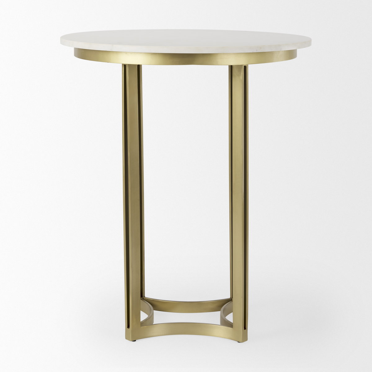 Tanner 32'L x 32'W Pedestal Dining Table | White Marble & Matte Gold | Seats 2, by Mercana, 32" length x 32" width x 36" height View 5