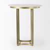 Tanner 32'L x 32'W Pedestal Dining Table | White Marble & Matte Gold | Seats 2, by Mercana, 32" length x 32" width x 36" height thumbnail 5