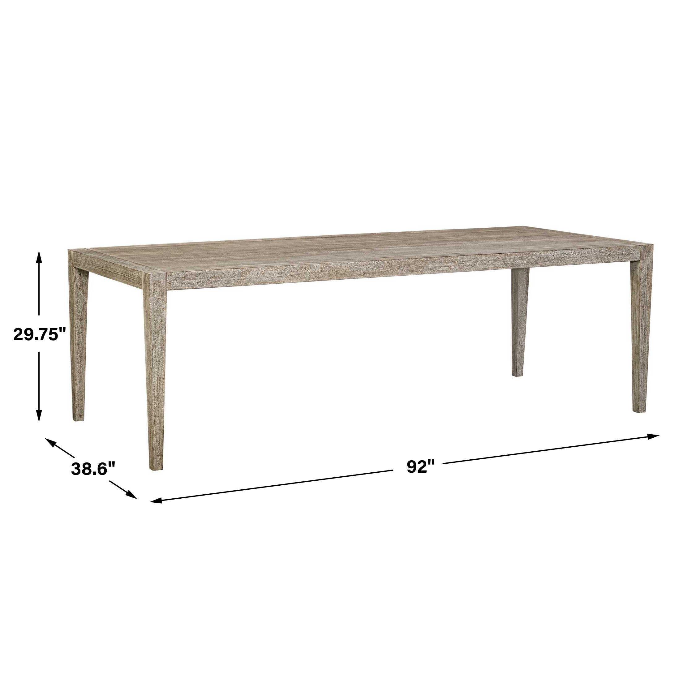 Kirkham Wooden Outdoor Dining Table, Furniture by Uttermost, 92" width x 30" height x 38.6" depth View 3