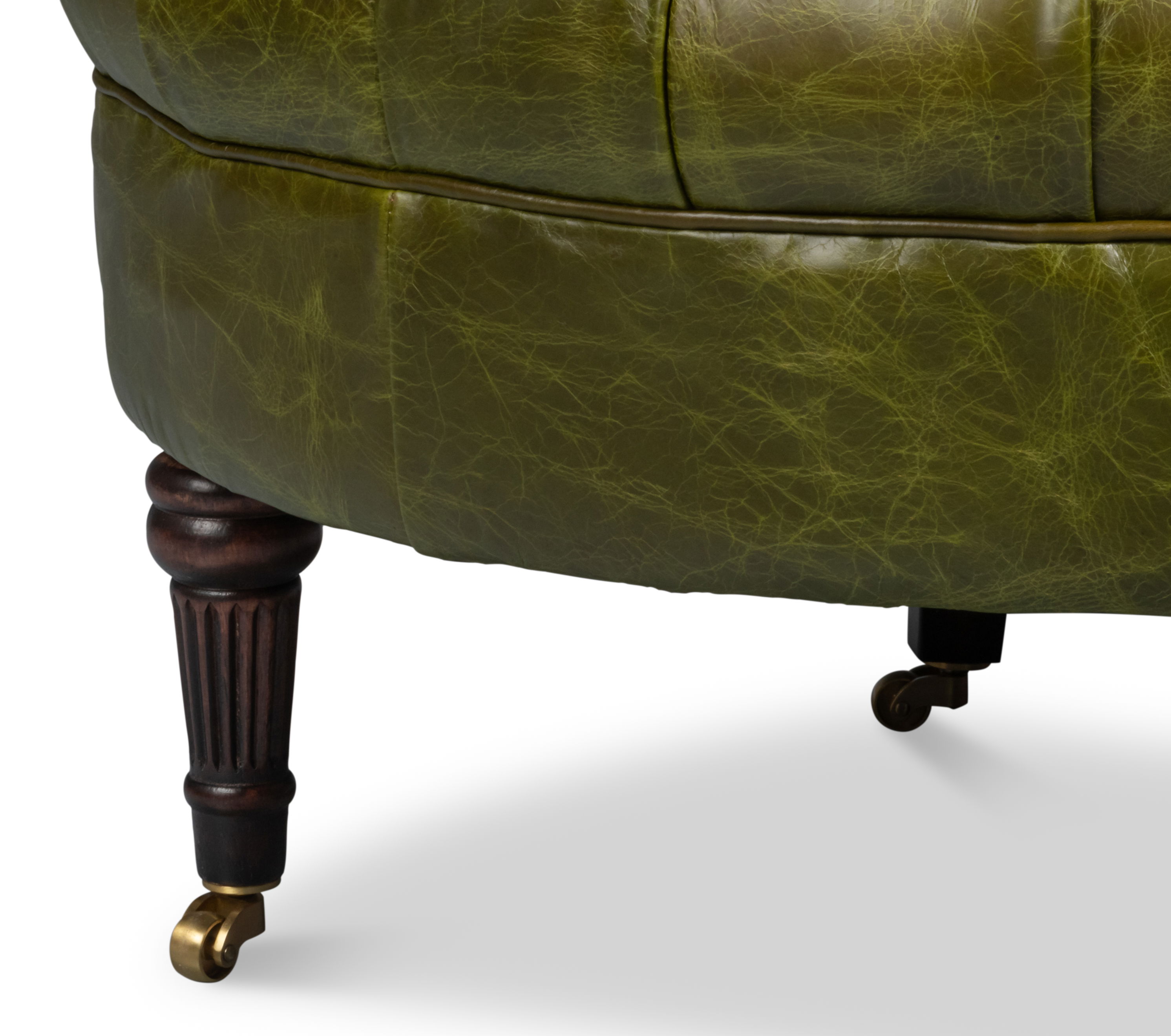 Bastian Armchair, Britain Green Leather, Seating by Sarreid, 33" length x 33" width x 31" height View 6