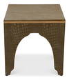 Croco Embossed Leather Stool  Ant. Green, by Sarreid, 1'6" length x 1'6" width x 10" height thumbnail 2