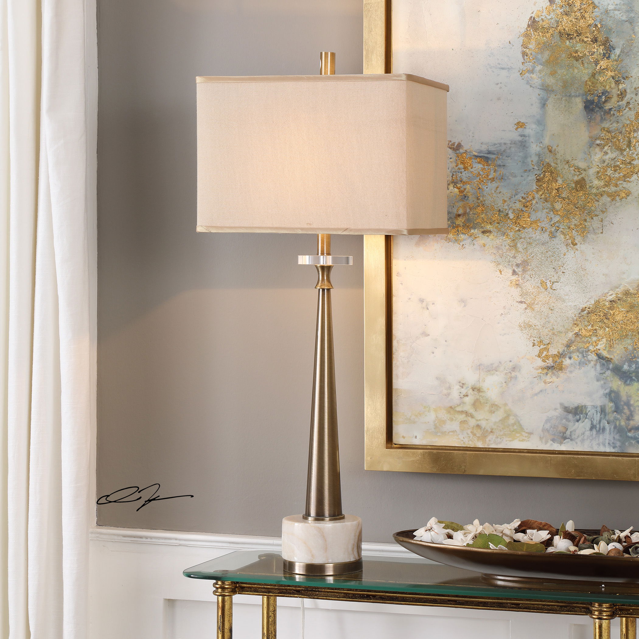 Verner Tapered Brass Table Lamp large image 