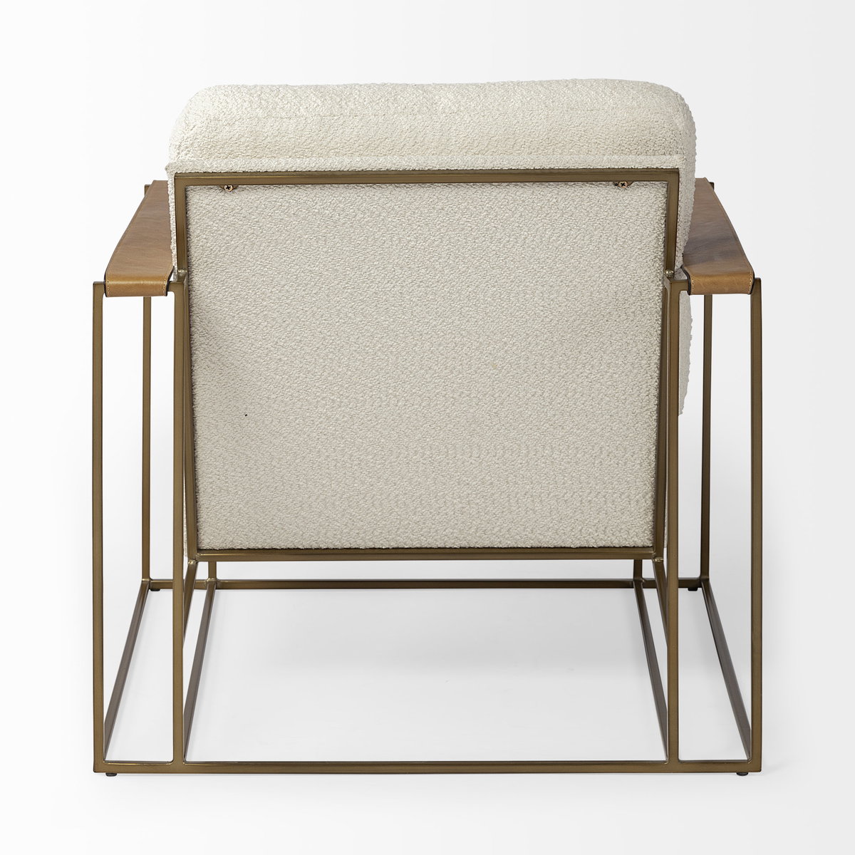 Watson Cream Fabric Wrap Gold Metal Frame Accent Chair, by Mercana, 30" length x 34.25" width x 29.13" height View 8
