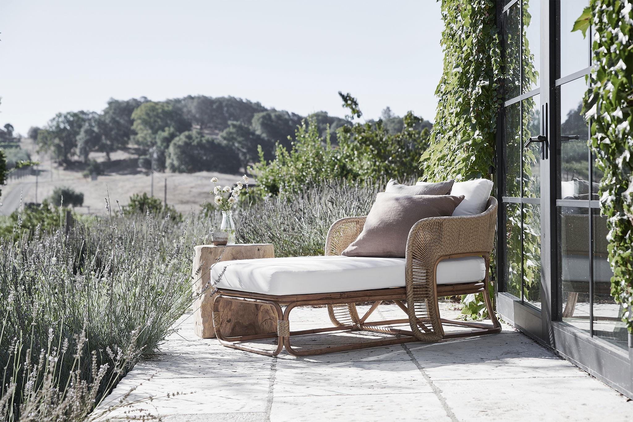 Glen Ellen Sun Lounger in Natural, Chaise Lounges & Daybed by Woven, 56.75" length x 30.25" width x 28.25" height View 1