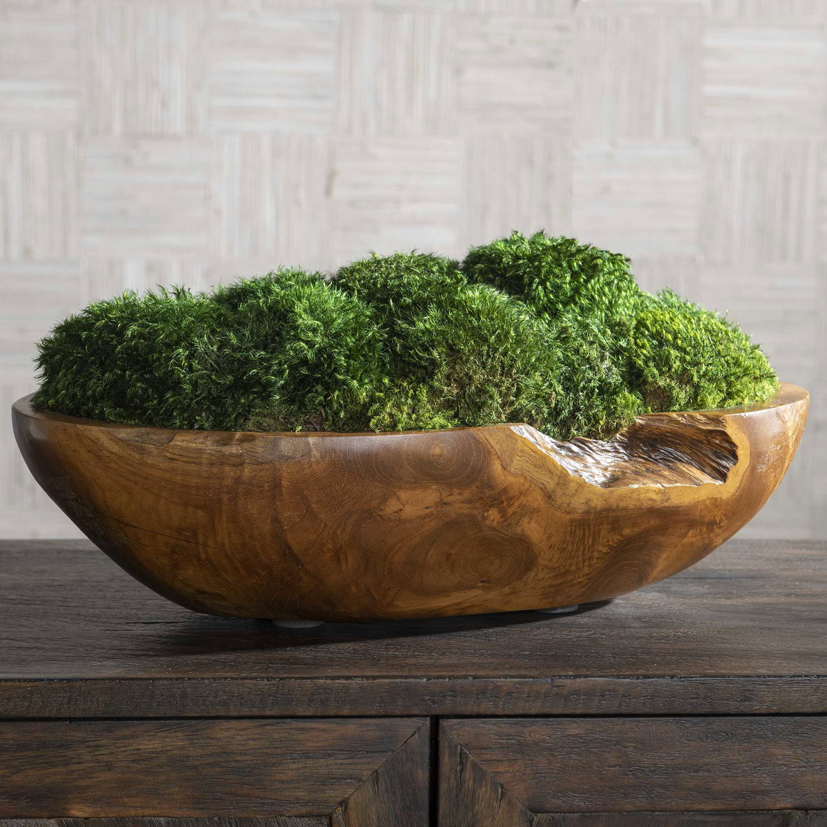 Kinsale Moss Centerpiece, Artificial Plants & Flower by Uttermost, 19" width x 7" height x 9" depth View 3
