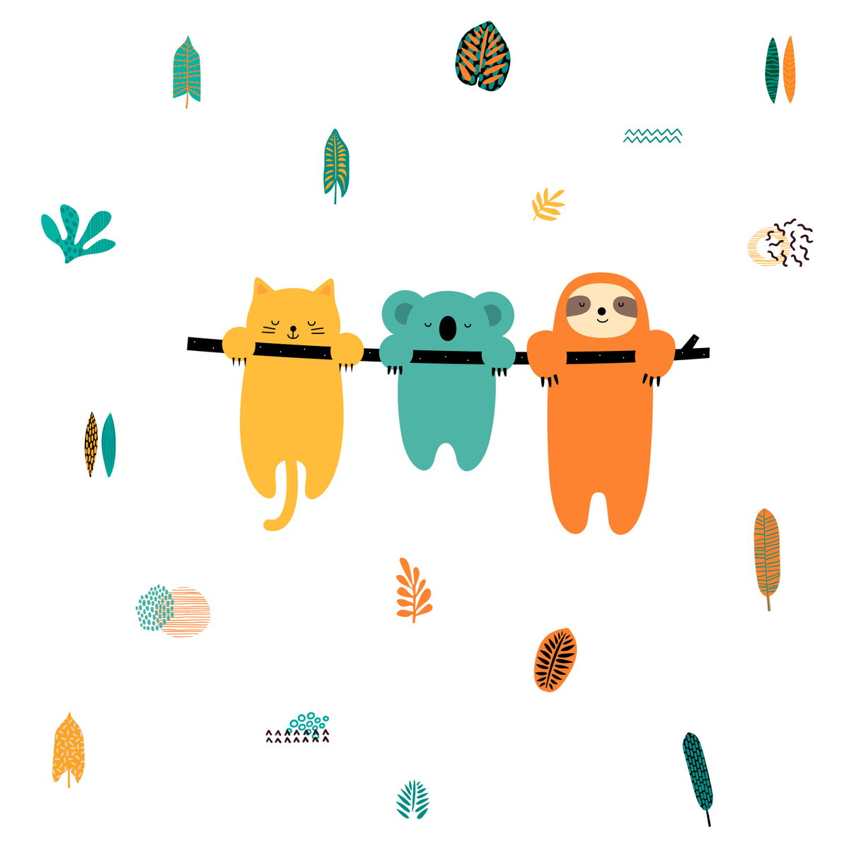 Koala & Sloth Giant Wall Decals, by York Wall, 3' length x 1'5.25" width x 0.02" depth