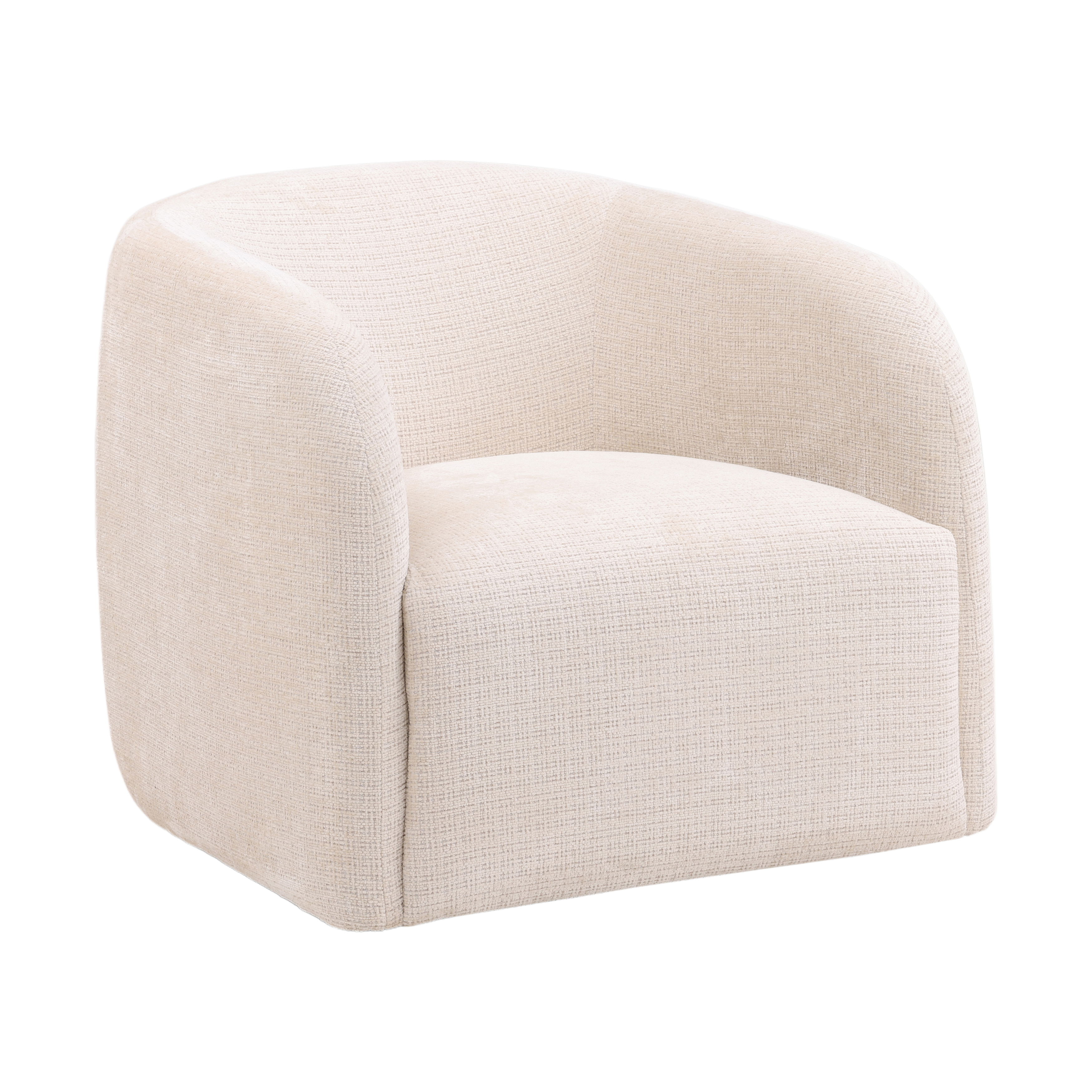 Neva Swivel Chair Cream, Accent Chair by Dovetail, 32.5" width x 28" height x 35.5" depth View 1