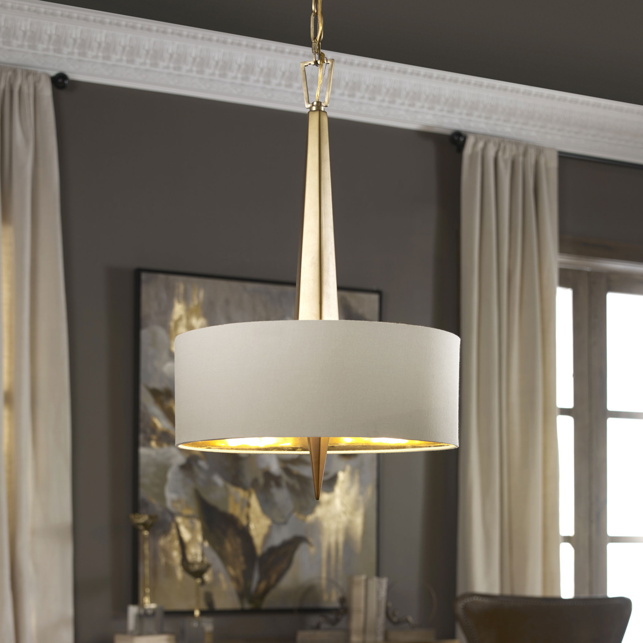 Obeliska 3 Light Gold Chandelier large image 