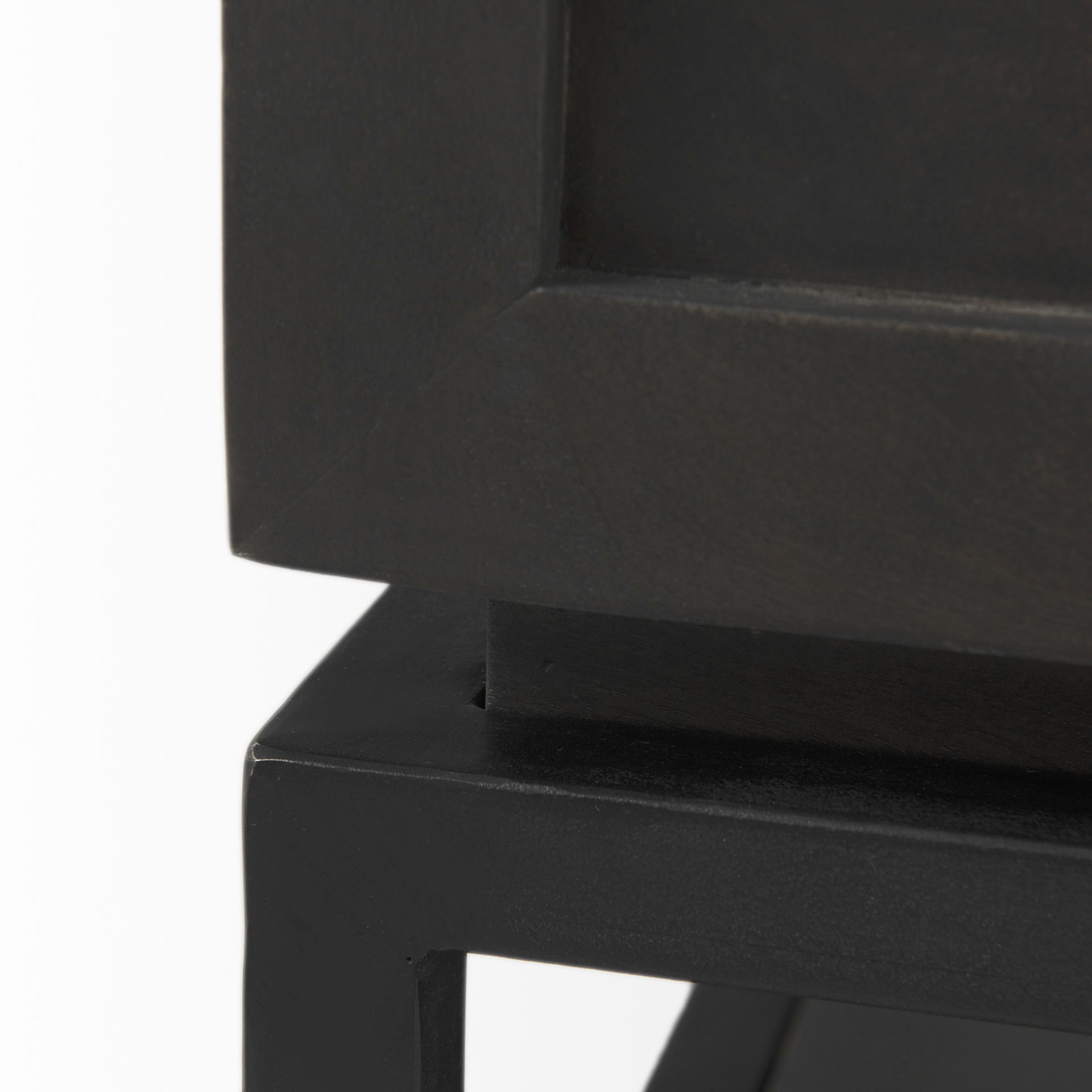 Divina Black-Brown Wood with White Marble Top and Black Metal Base 1 Drawer Side Table large image 