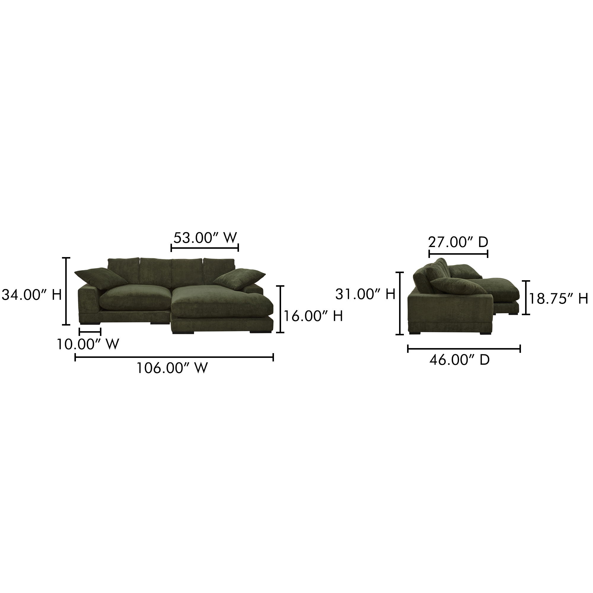 Plunge Sectional Dark Green large image 