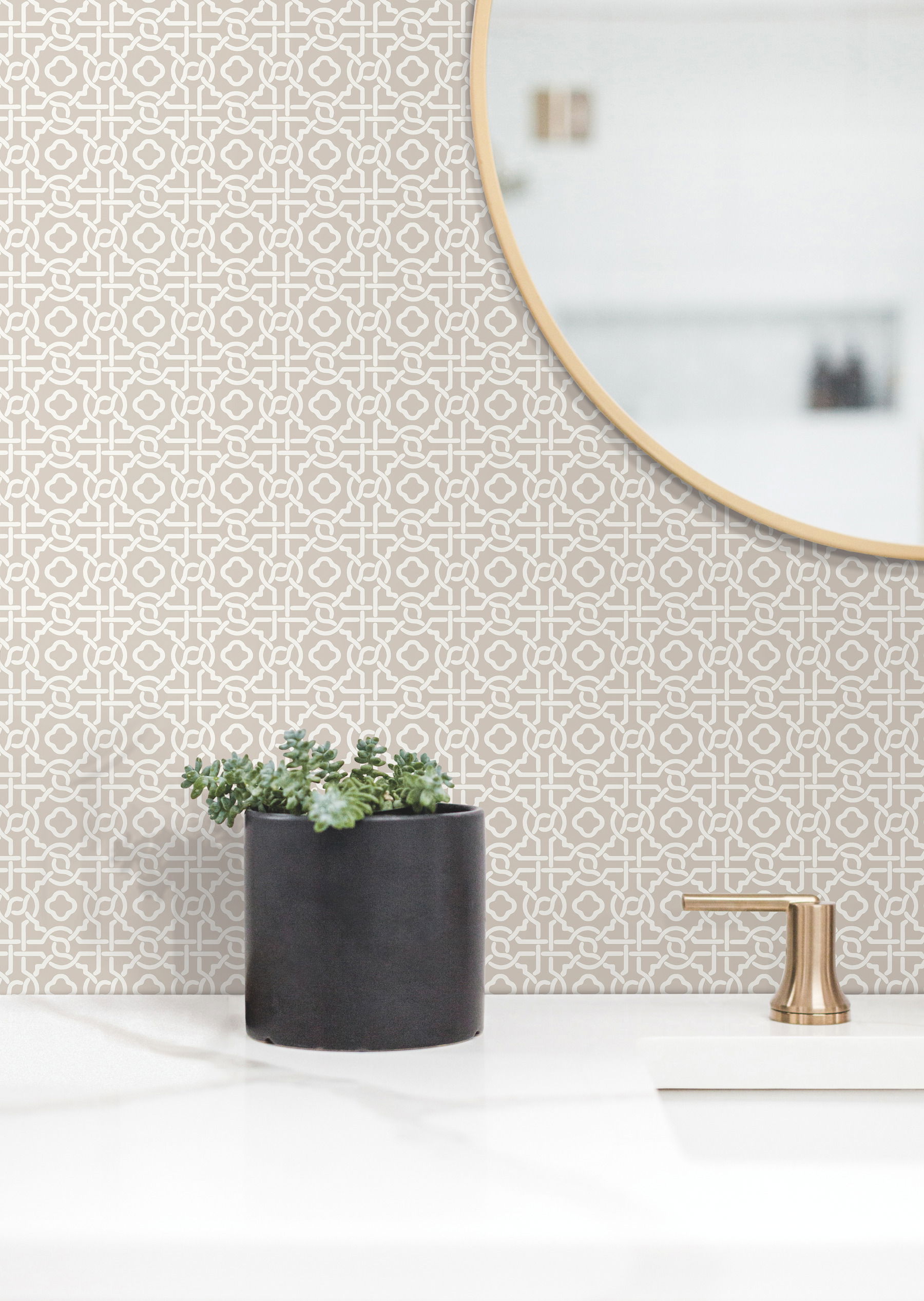 Pergola Lattice Taupe Wallpaper large image 