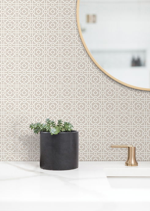 Pergola Lattice Taupe Wallpaper