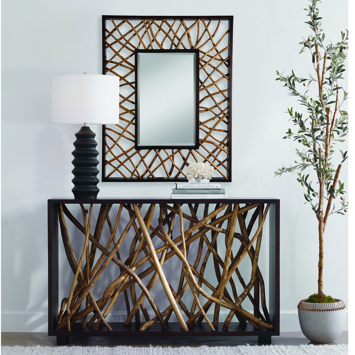 Teak Maze Rectangle Mirror, by Uttermost, 3'8" width x 4'8" height x 2.5" depth View 2