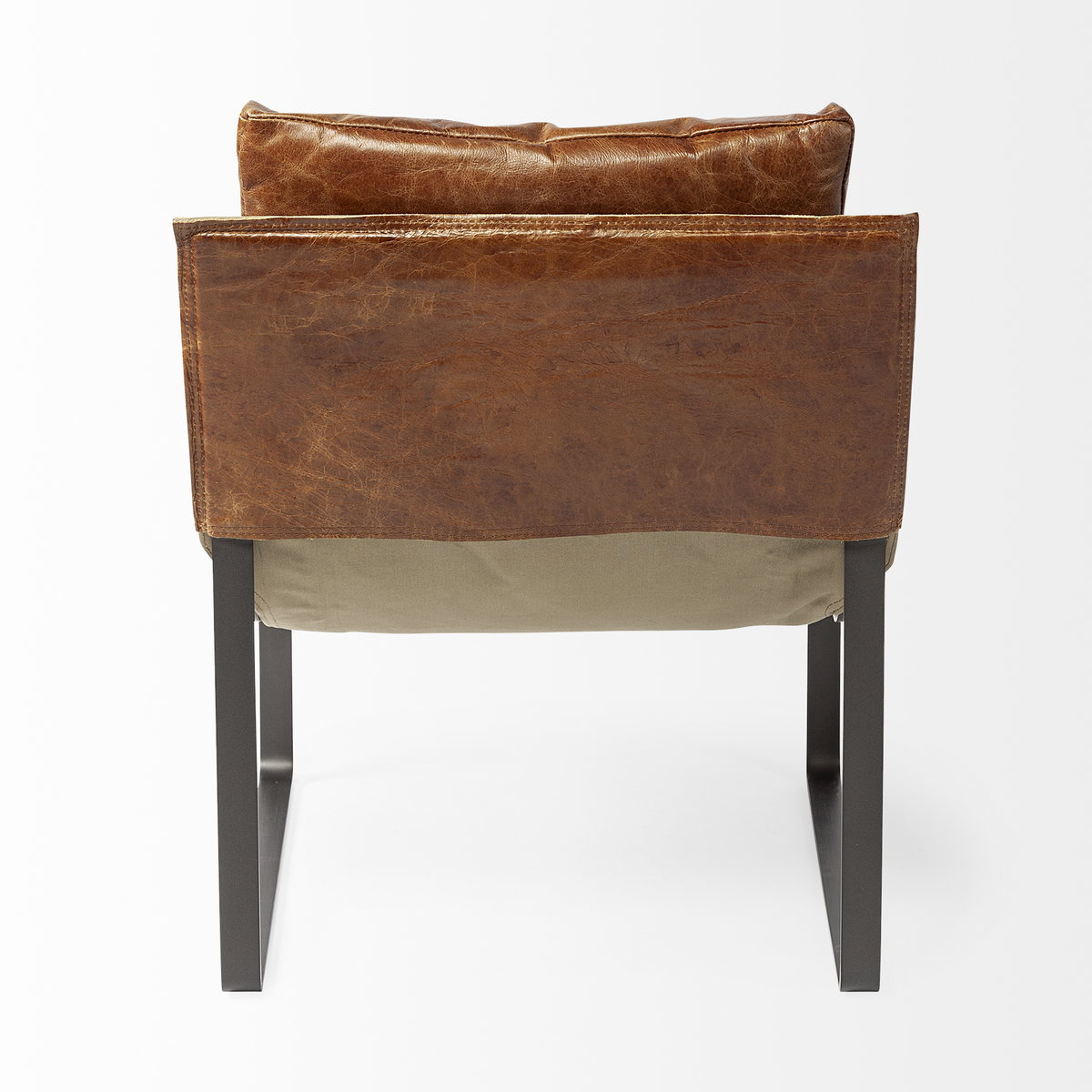 Hornet I  Brown Leather Unibody Seat with Black Metal Frame Accent Chair, by Mercana, 27" length x 35" width x 36" height View 6