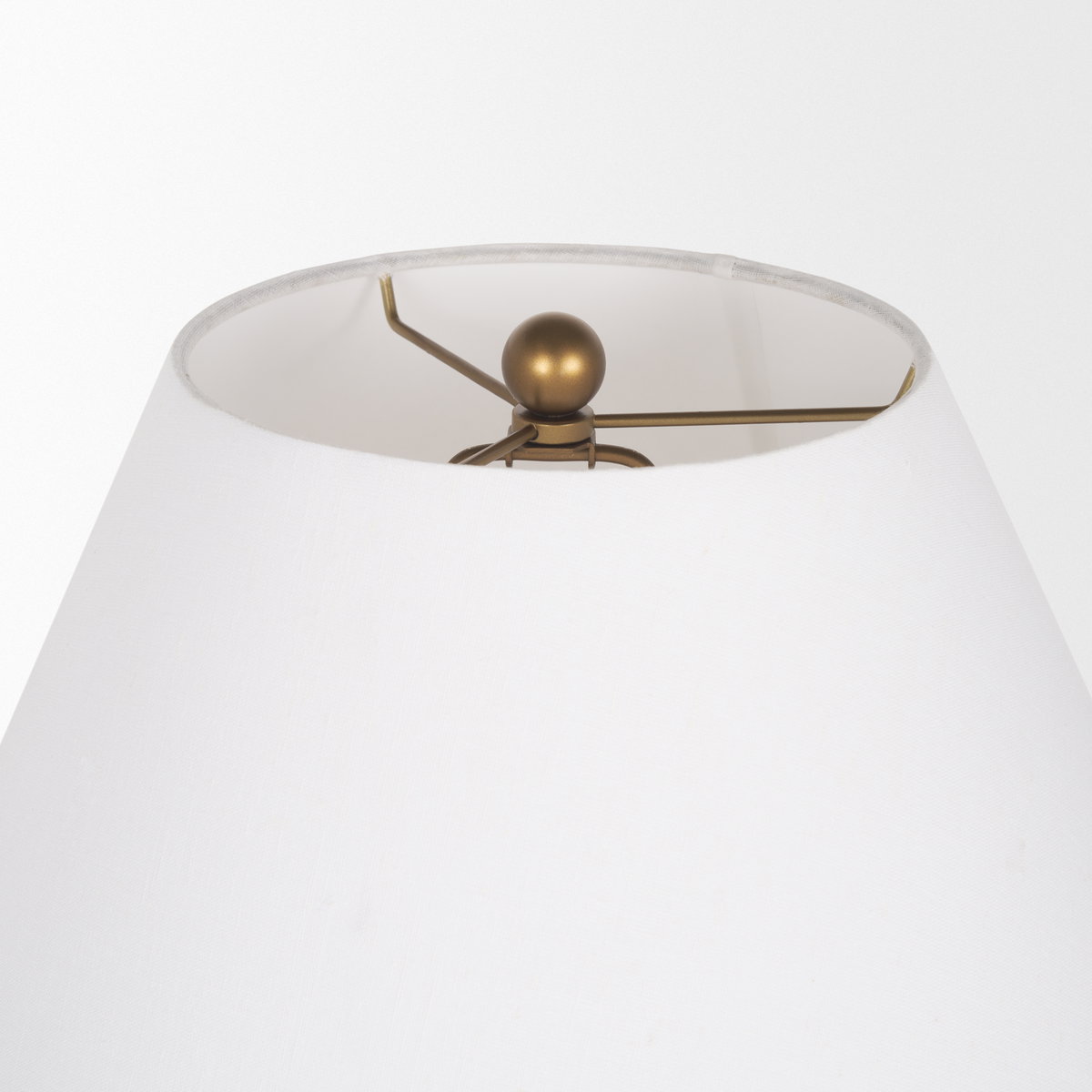 Sadiyah Antiqued Gold Brushed Metal with Cream Shade Table Lamp, by Mercana, 19.5" length x 19.5" width x 24" height View 8