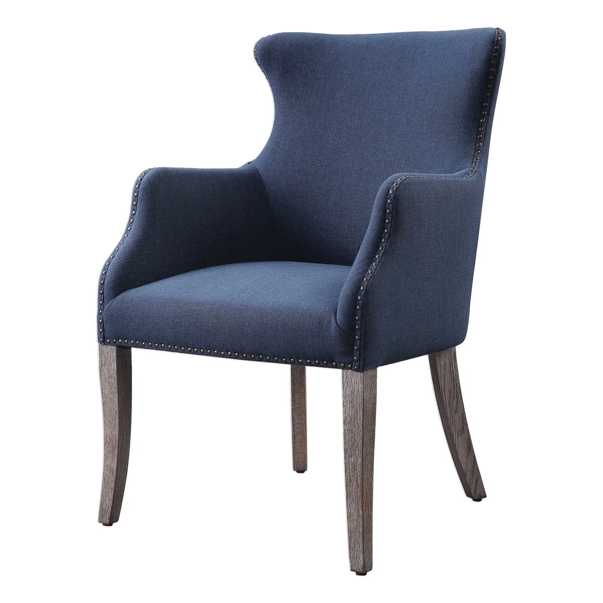 Yareena Blue Wing Chair, Accent Chair by Uttermost, 24.5" width x 37" height x 28" depth View 4