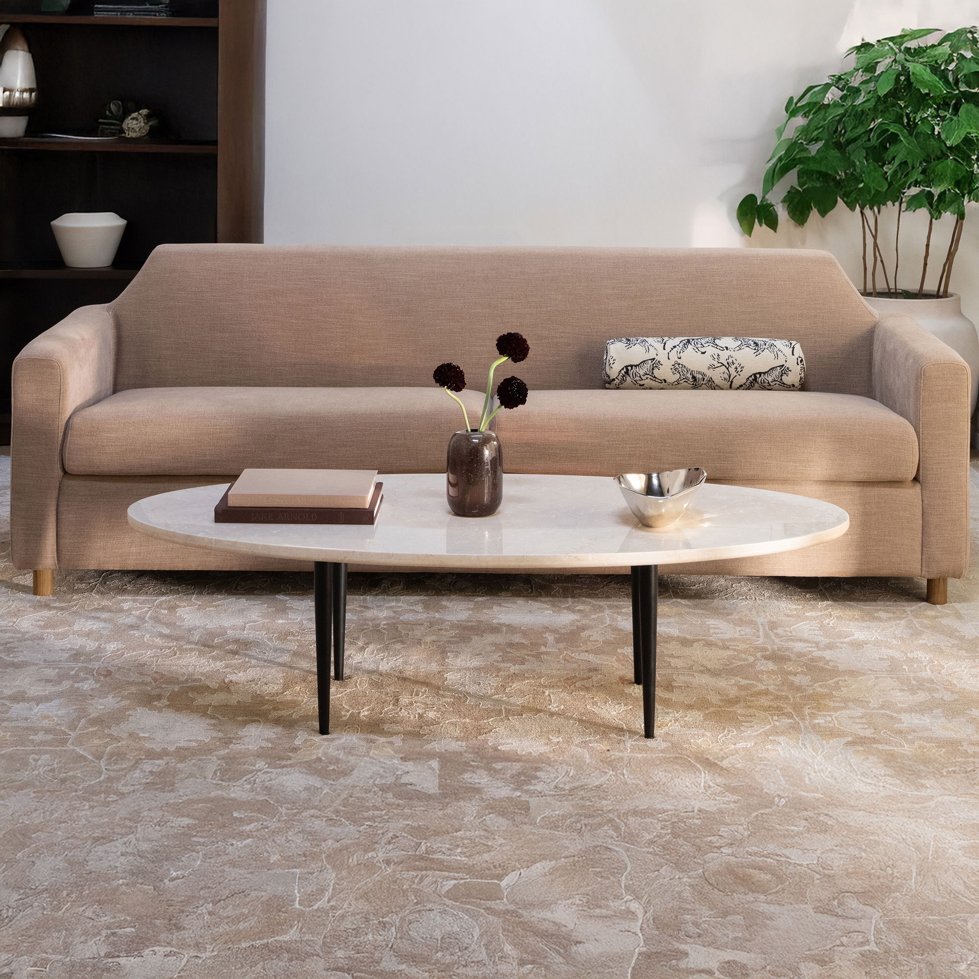 Winona Coffee Table Botticino Beige Marble, by Moe's Home, 59" width x 16" height x 29" depth View 11