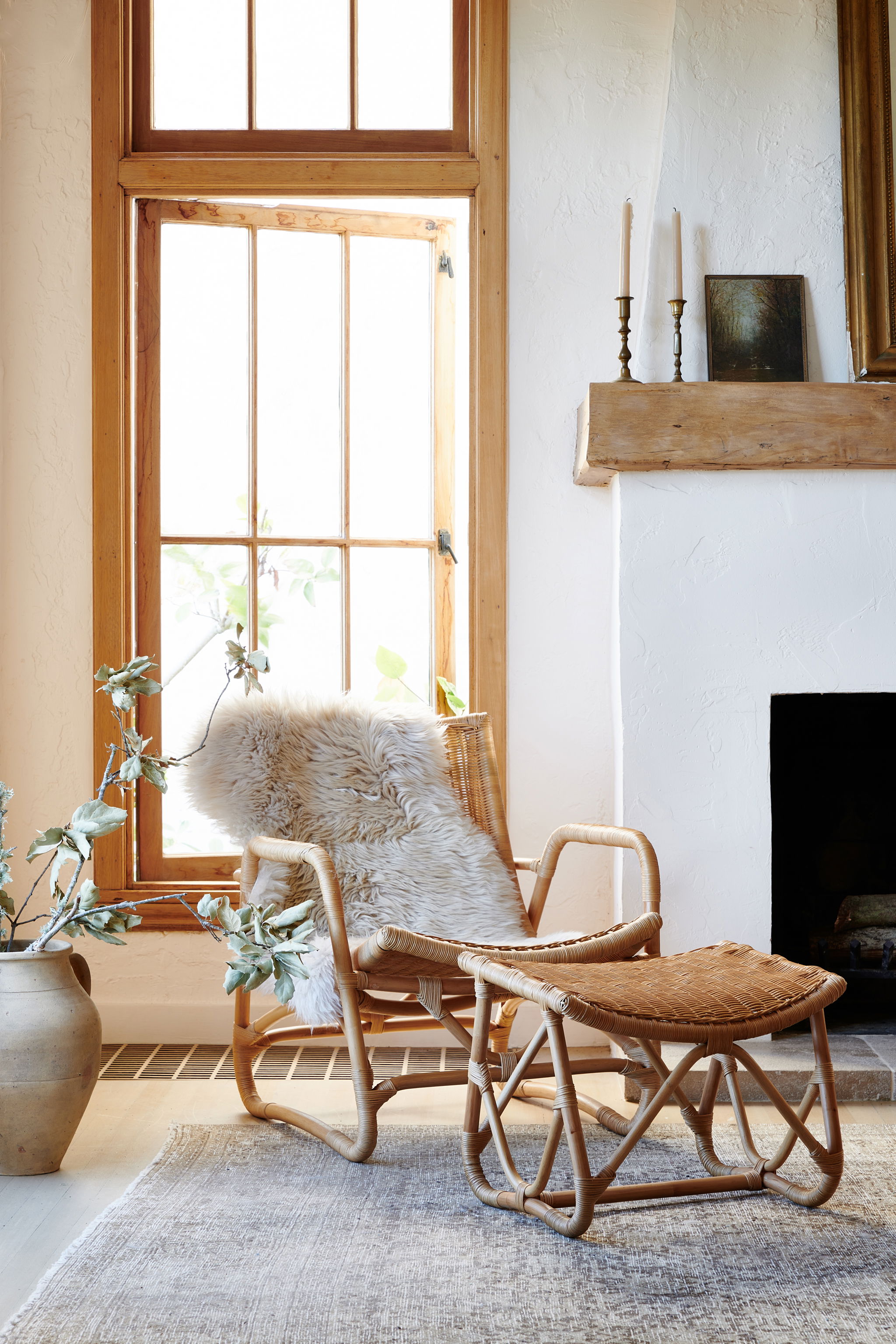 Bodega Wicker Lounge Chair + Ottoman in Mushroom large image 