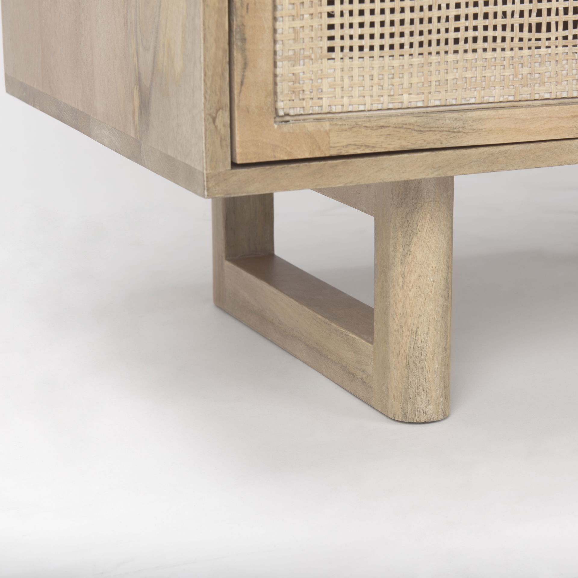 Grier 36' Light Brown Wood with Cane 2 Door Accent Cabinet, Cabinets & Chest by Mercana, 36" length x 18.75" width x 31" height View 12