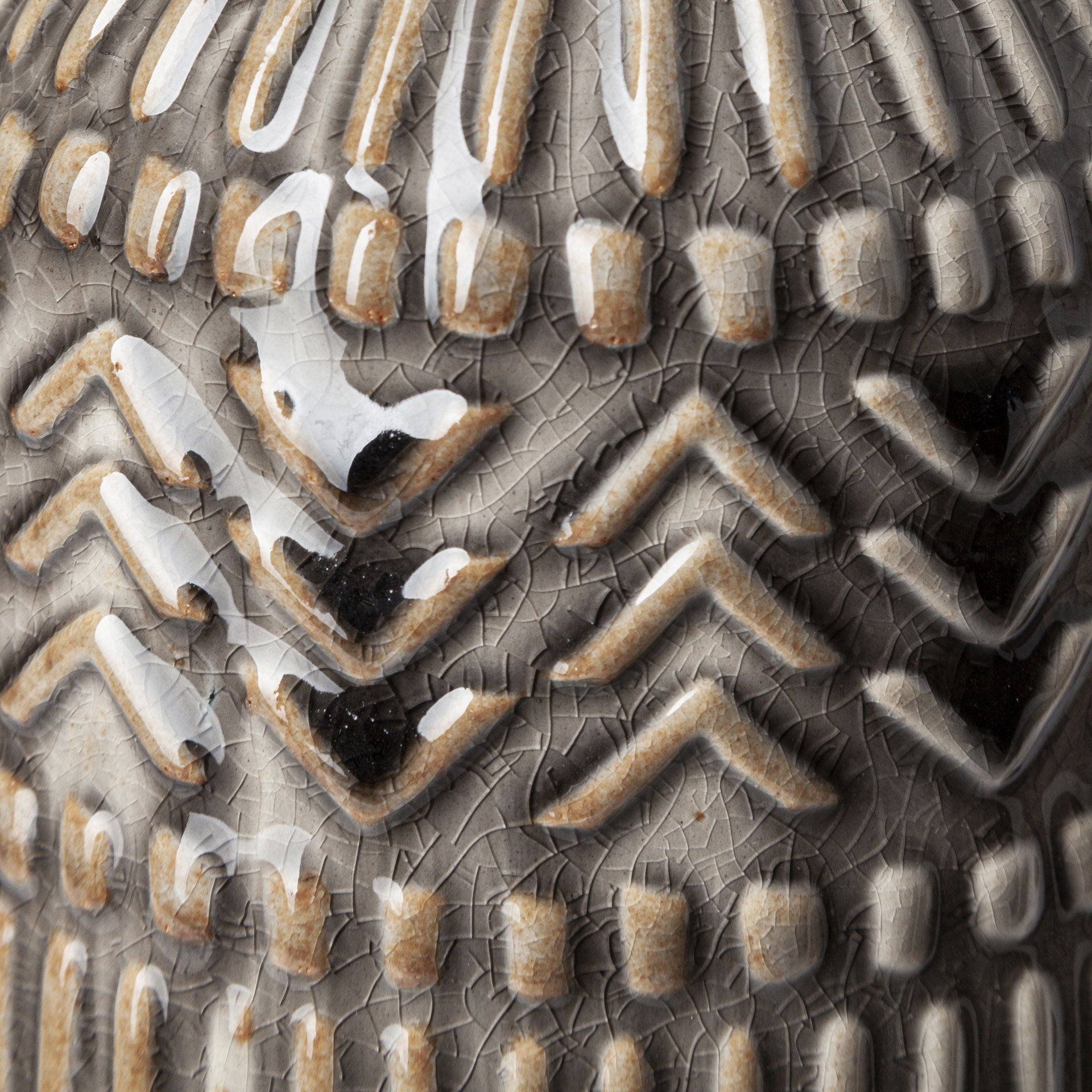 Riker III Large Dark Gray Cream Ceramic Vase, by Mercana, 5.12" length x 5.12" width x 14.17" height View 7