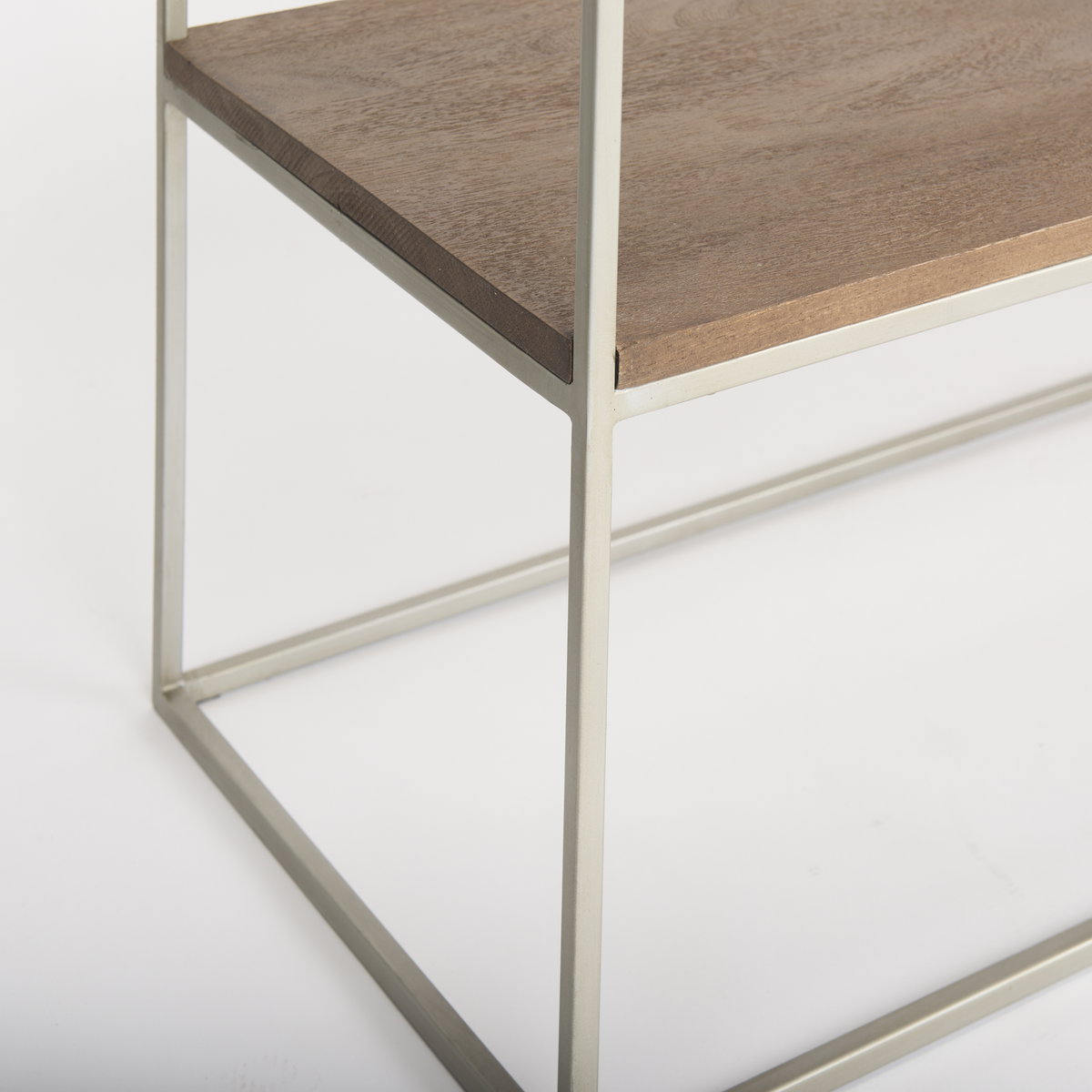 Morris I 63L x 15W x 31H Brown Wood with Silver Metal Frame 2 Drawer Console Table, by Mercana, 63" length x 15" width x 31" height View 12